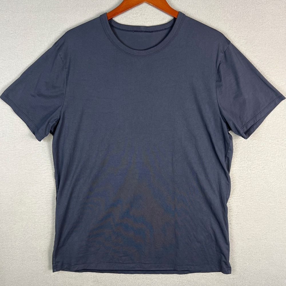 Lululemon T Shirt Mens Large Short Sleeve Casual Navy Blue Work Travel Active